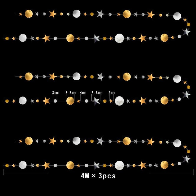 Decor365 Silver Gold Star Garland Decorations Twinkle Little Star Birthday Baby Shower Graduation Party Decor Christmas New Year Eve Banner Moon Stars Starry Night Ramadan Celestial Theme Backdrop - Image 3